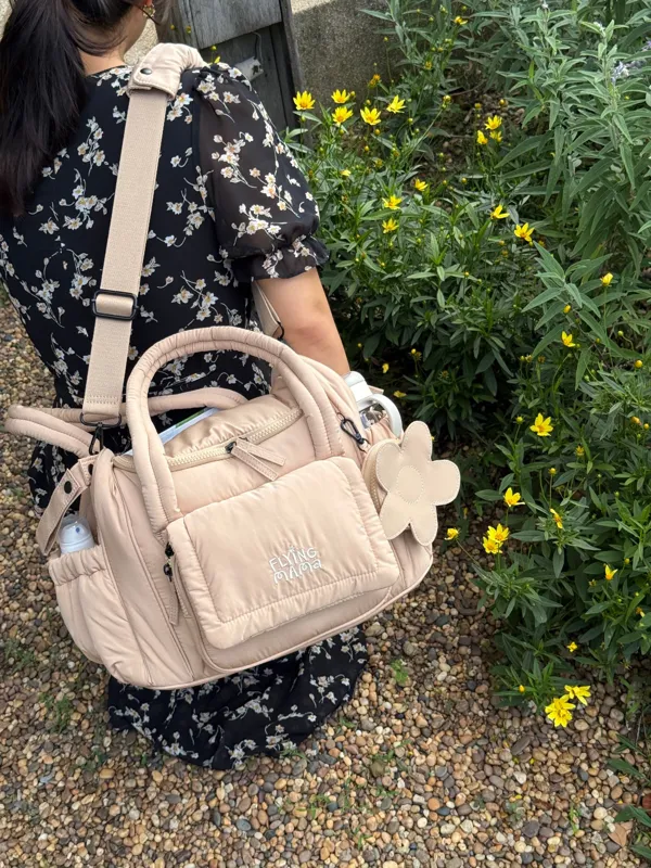 Oatmilk Latte bag worn on the shoulder